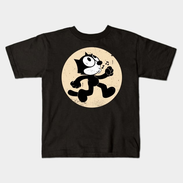 Felix The Cat Walking Whistle Kids T-Shirt by technofaze
